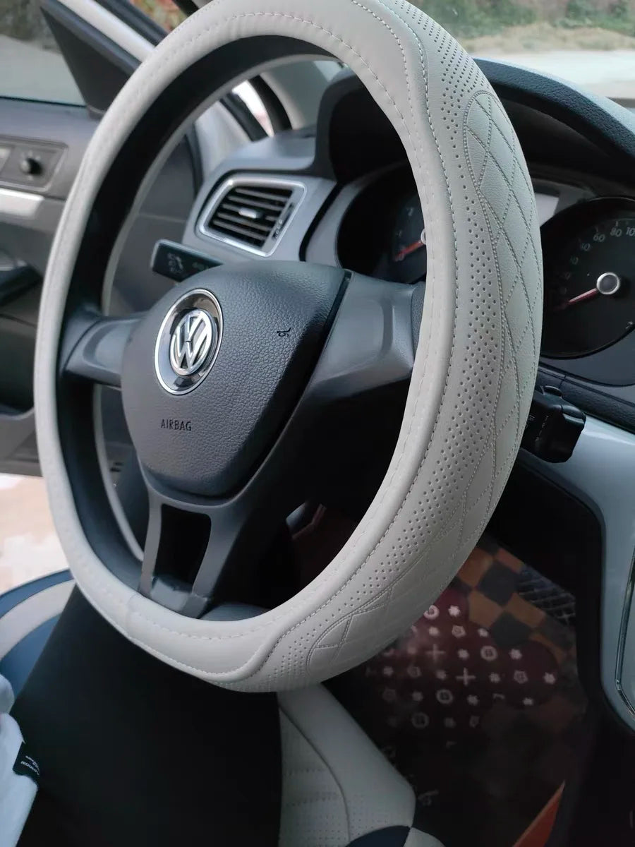 Leather Perforated Car Steering Wheel Cover