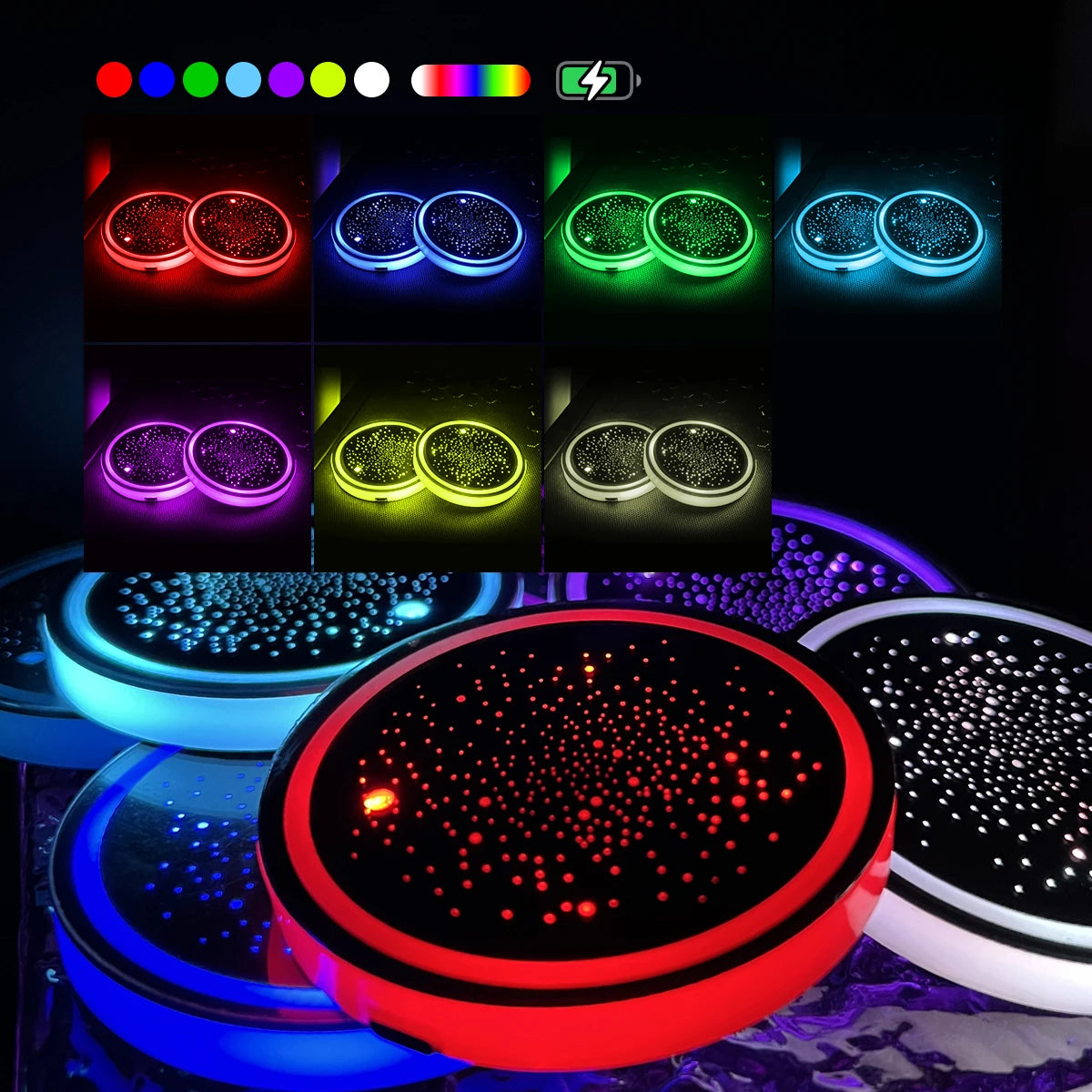 2PCS LED Cup Holder Ambient Lights
