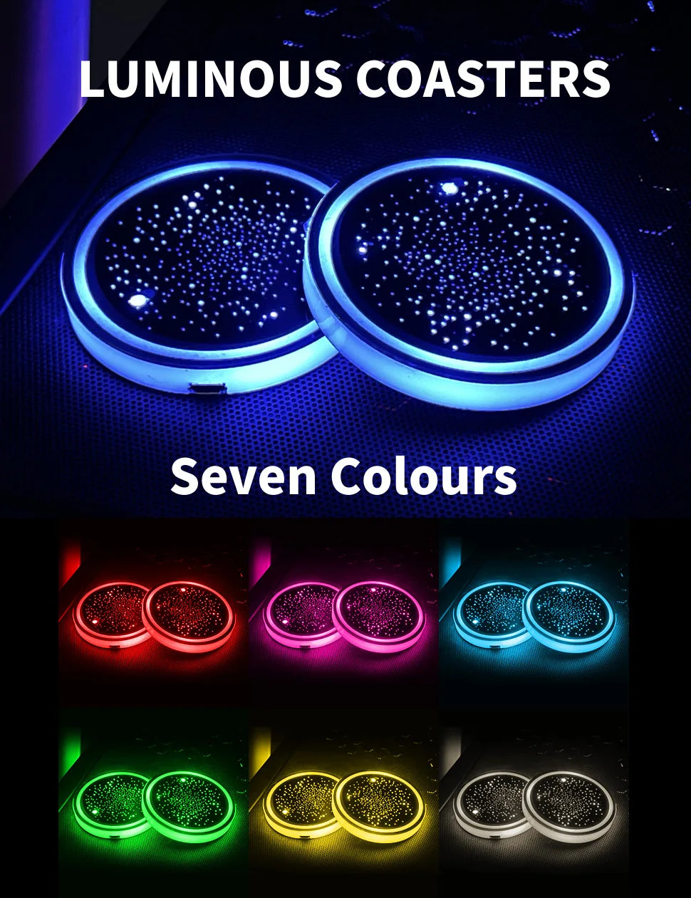 2PCS LED Cup Holder Ambient Lights