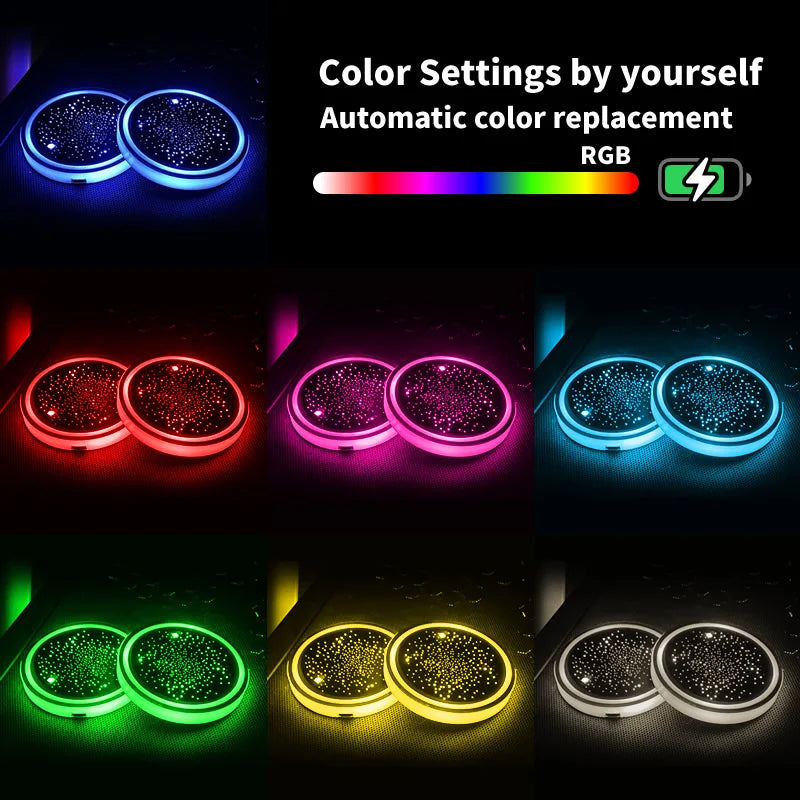 2PCS LED Cup Holder Ambient Lights